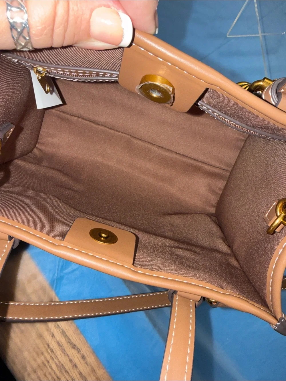 Steve Madden Navy, Brown & Yellow Striped Satchel